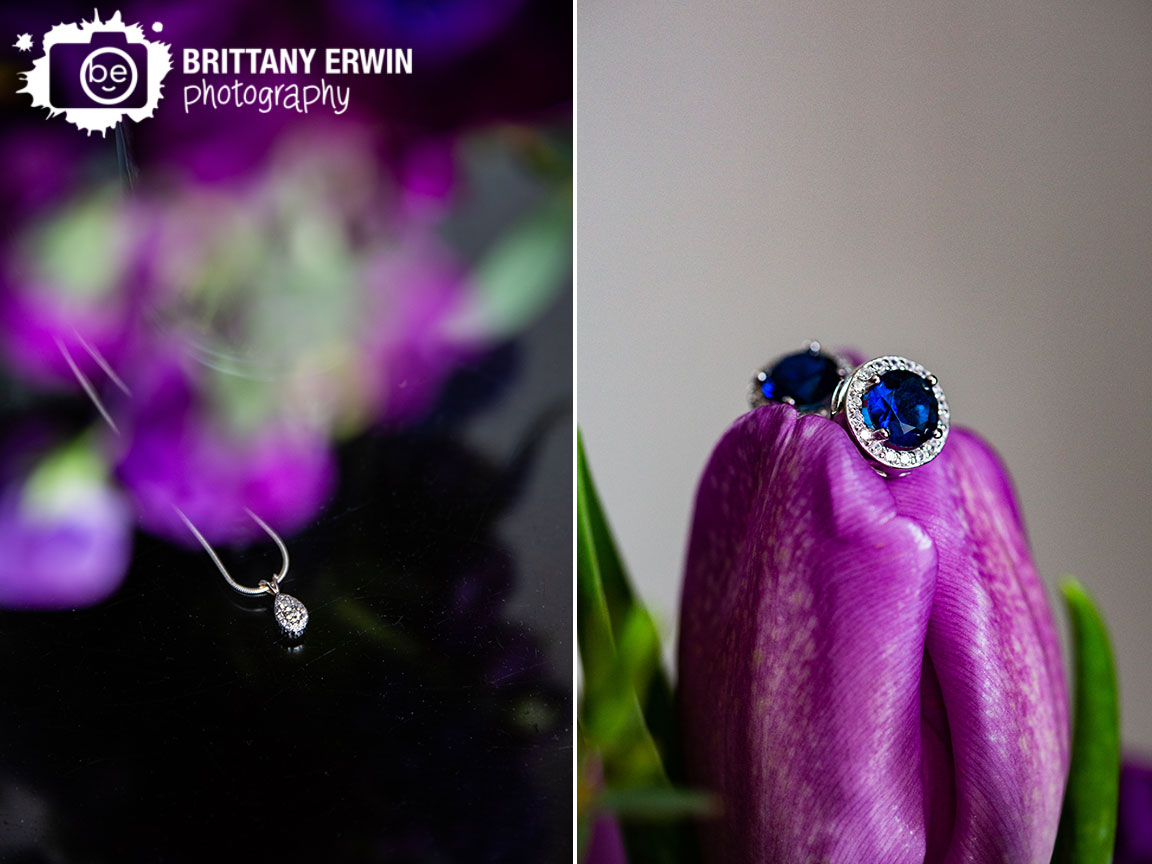 Downtown-Indianapolis-wedding-photographer-violets-are-blue-indy-florist-tulip-earrings-necklace-under-purple-flowers.jpg