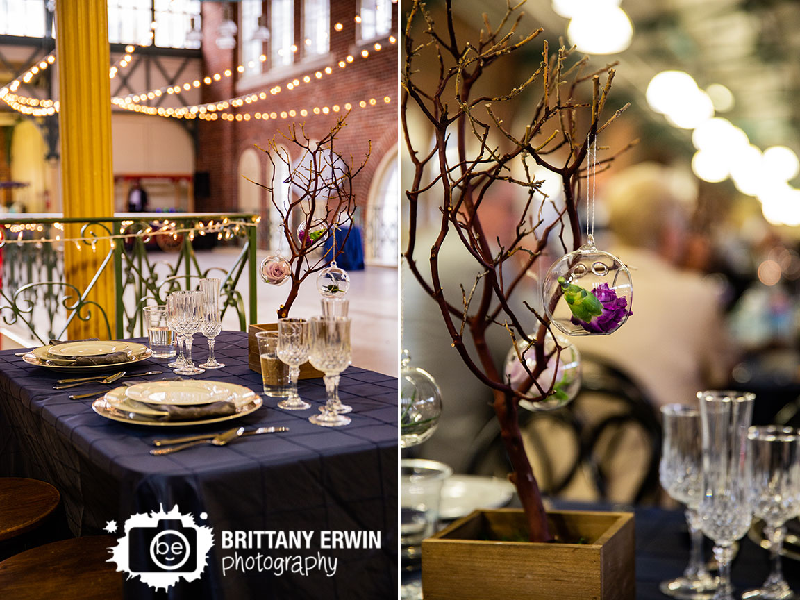 Downtown-Indianapolis-wedding-reception-photographer-sweetheart-table-glasses-tree-centerpiece-hanging-globe-flowers.jpg