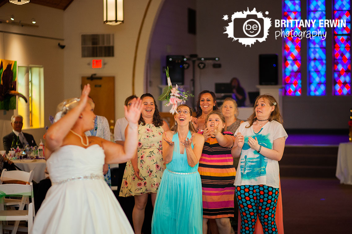 Reception-wedding-photographer-bouquet-toss-art-sanctuary-of-Indiana.jpg