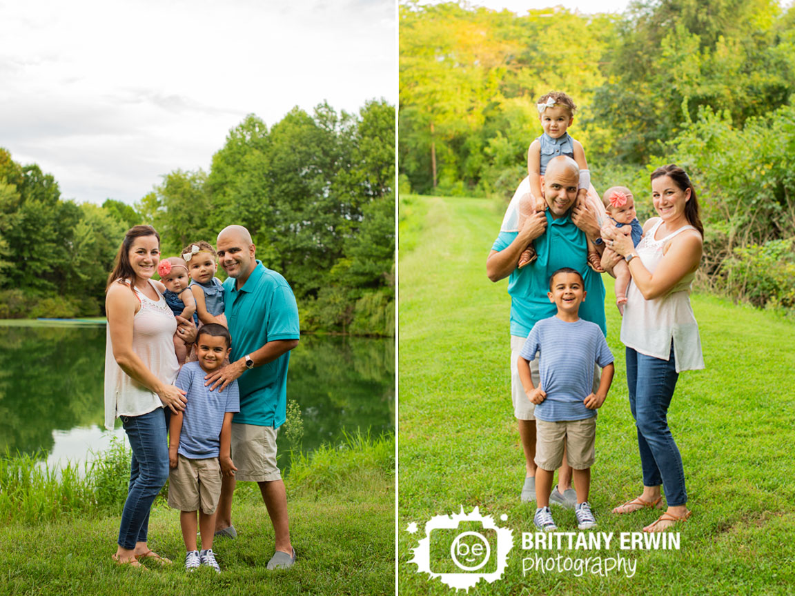 Indianapolis-family-portrait-photographer-group-outdoor-pond-brother-sister-mother-father.jpg
