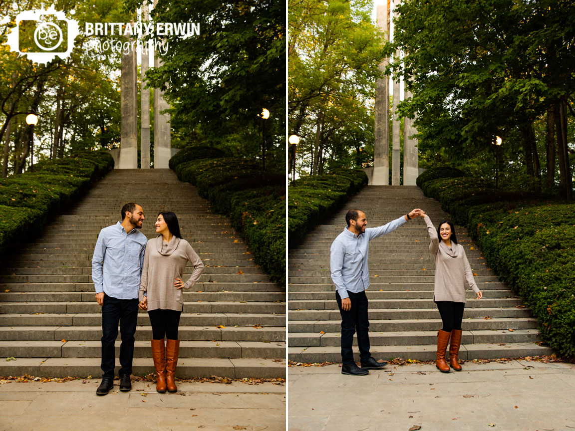 Indianapolis-fall-portrait-photographer-engagement-couple-at-stairs-butler-university-holcomb-garden.jpg