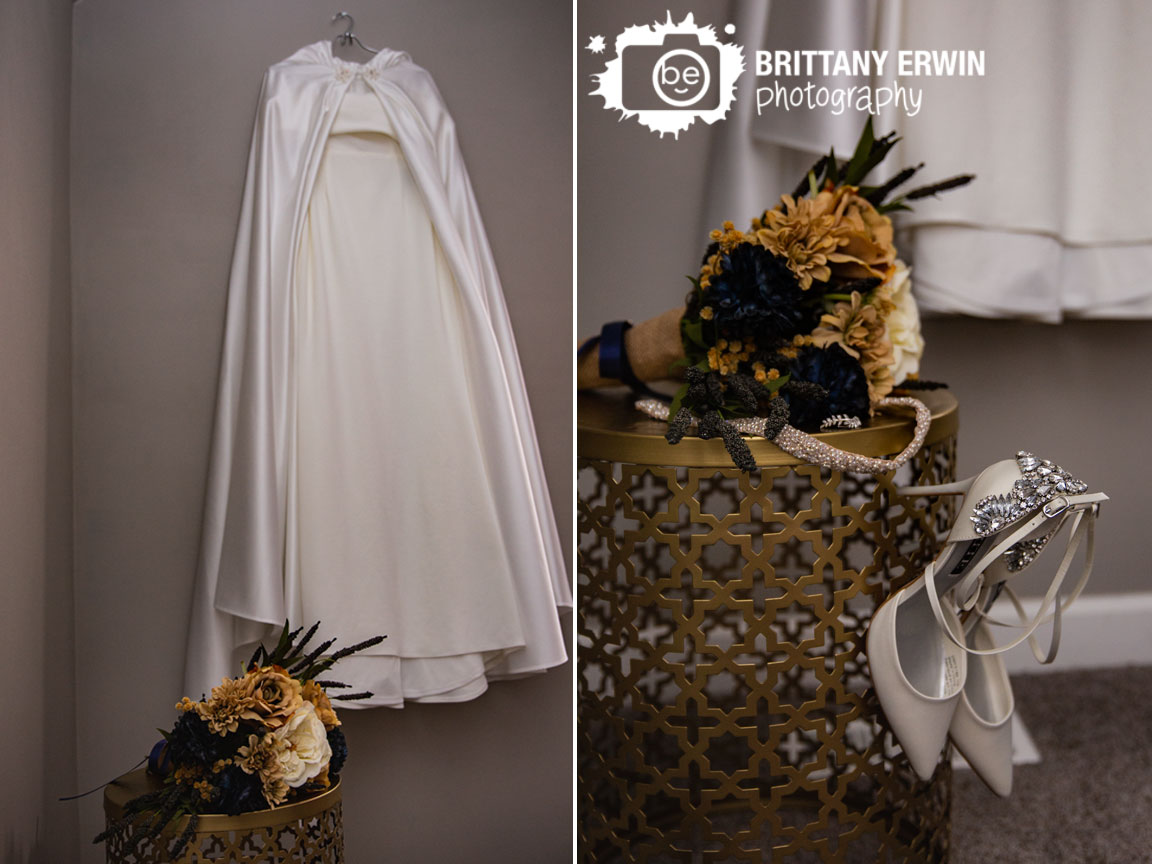 Wedding-dress-hanging-with-bouquet-on-table-shoes-details.jpg