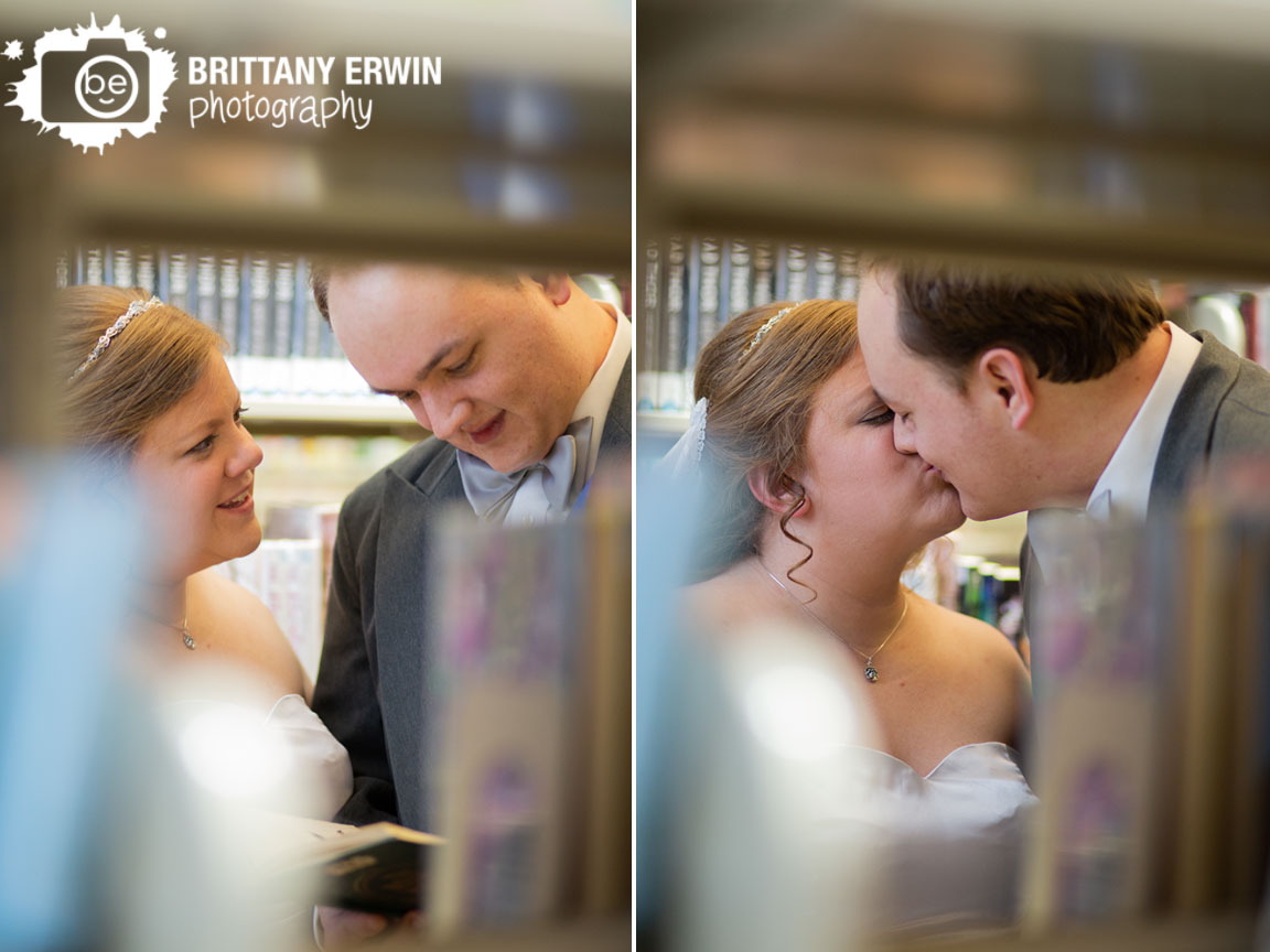 Indianapolis-wedding-photographer-central-library-bridal-portraits-couple-read-through-bookshelves.jpg