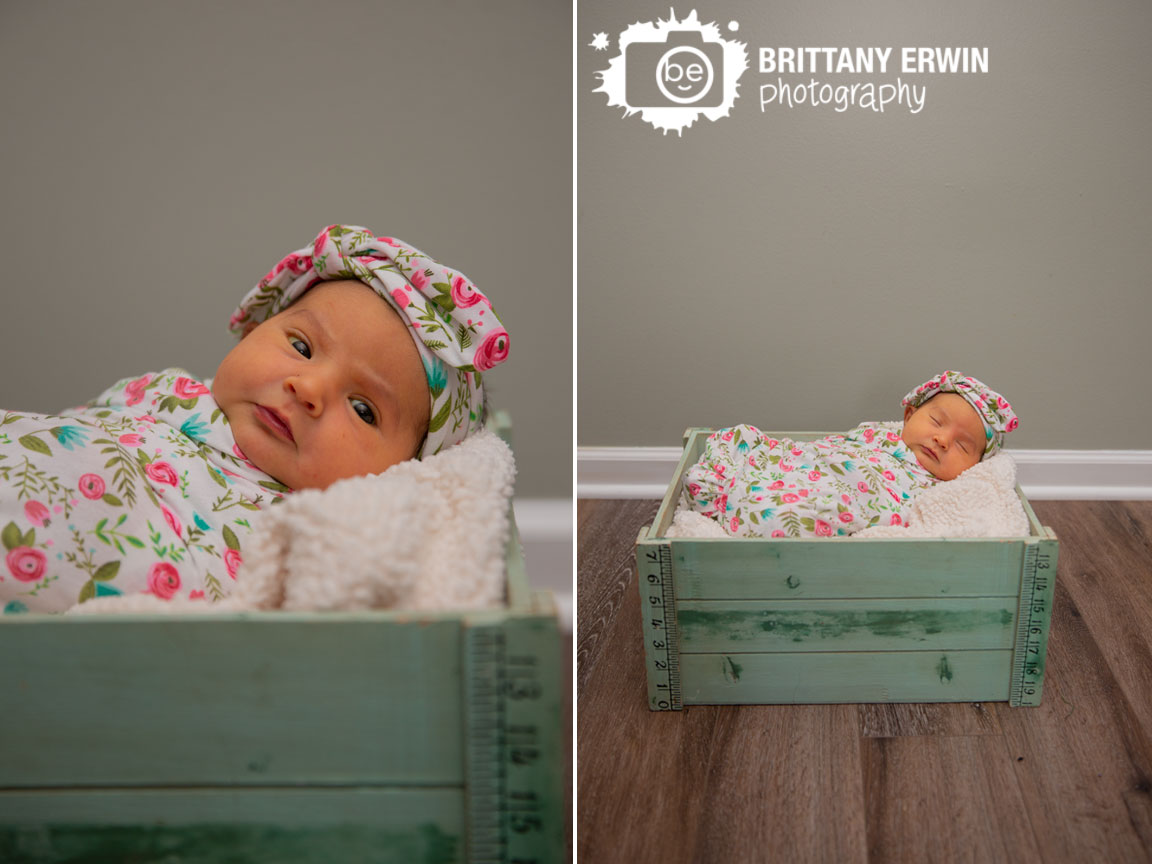 Indianapolis-photographer-newborn-lifestyle-portrait-baby-girl-floral-wrap-in-crate-sleeping.jpg