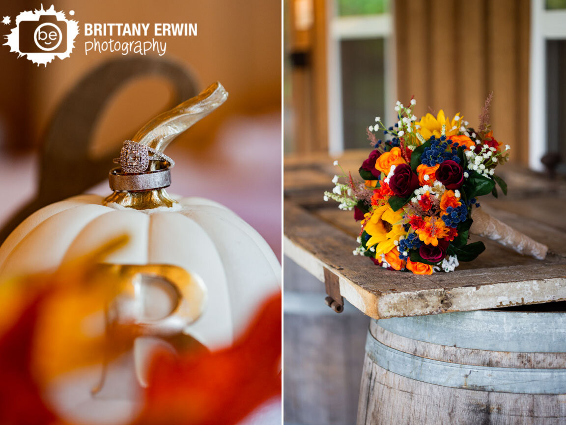 fall-wedding-photographer-antique-door-hand-made-silk-flower-bouquet-monogram-pumpkin-rings-detail.jpg
