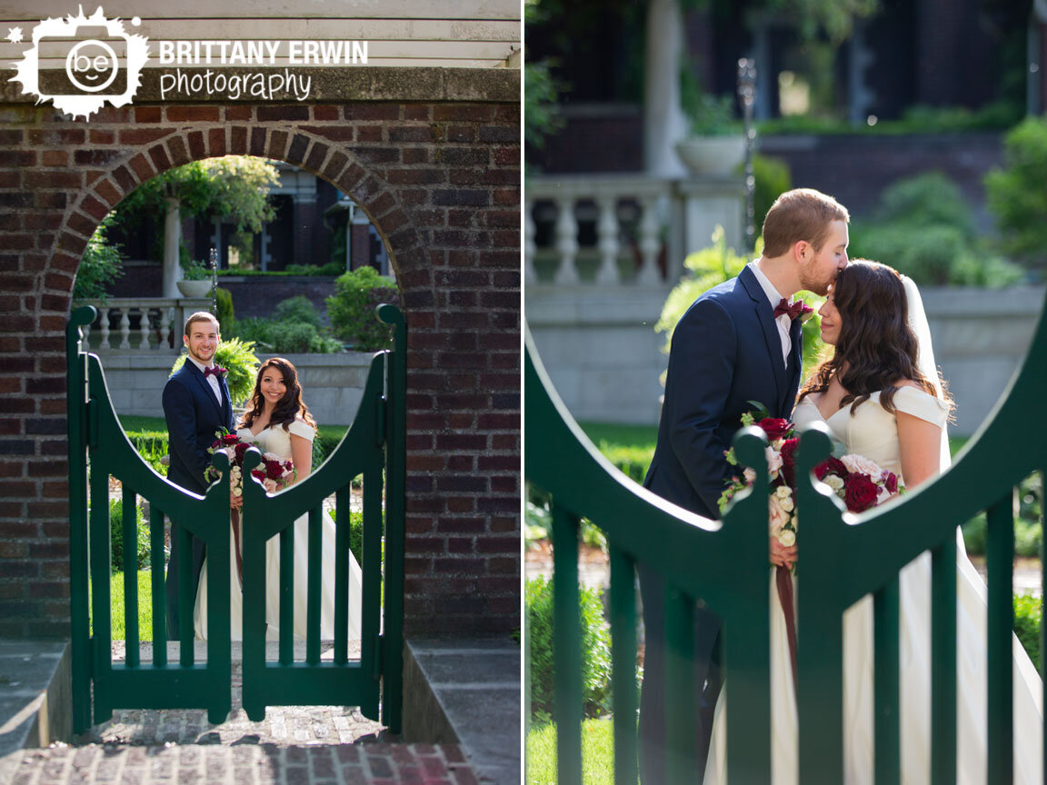 Columbus-Indiana-summer-wedding-photographer-bride-groom-through-gate-at-Inn-Irwin-Gardens.jpg