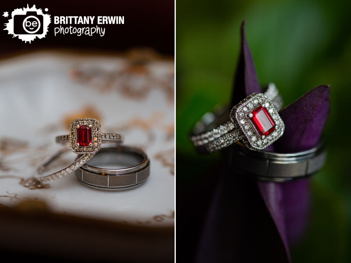 Indianapolis-wedding-photographer-details-engagement-ring-heirloom-band-in-antique-tray-on-flowers.jpg