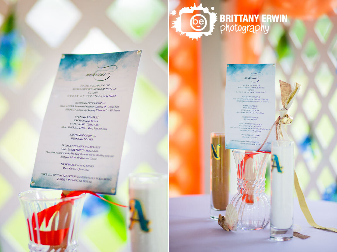 Indianapolis-wedding-photographer-program-fan-with-ribbon-wand-in-glass-vase-sand-ceremony.jpg