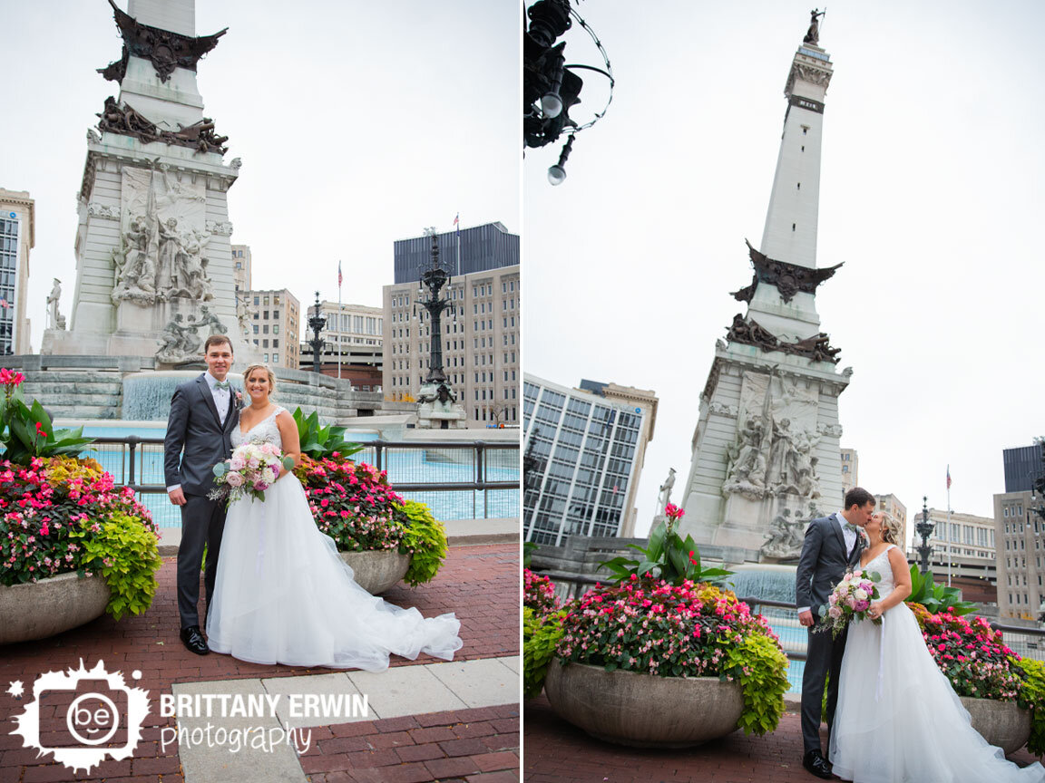 Indianapolis-bridal-portrait-monument-circle-couple-with-fountain-and-flower-pots.jpg