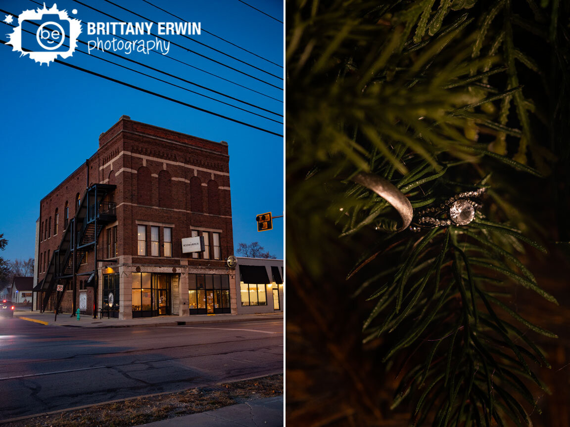 Indianapolis-wedding-photographer-Neidhammer-event-brick-building-rings-in-evergreen-sprigs.jpg