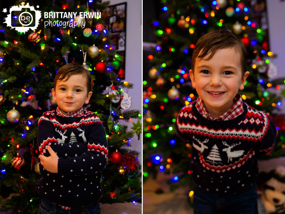 Indianapolis-christmas-mini-session-photographer-little-boy-silly-with-tree.jpg
