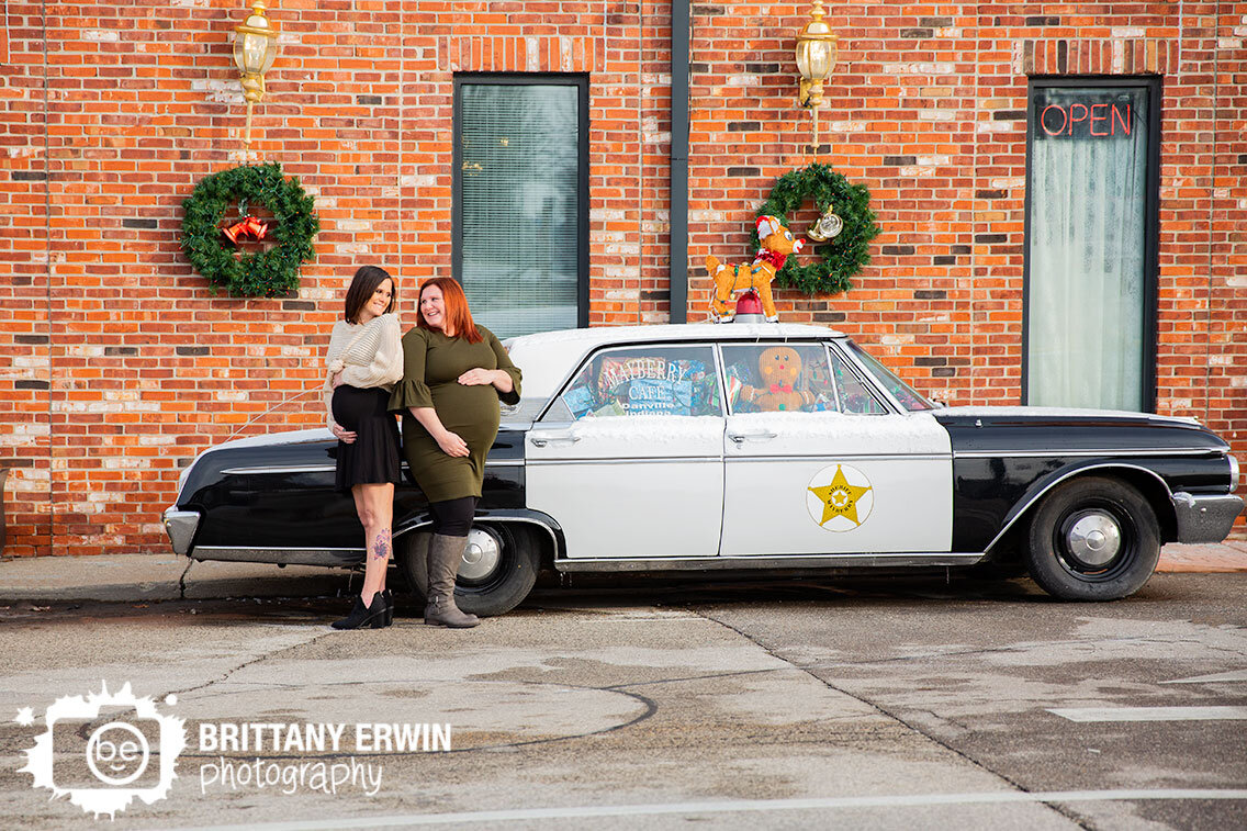 Danville-Indiana-mayberry-cafe-police-car-maternity-portrait.jpg