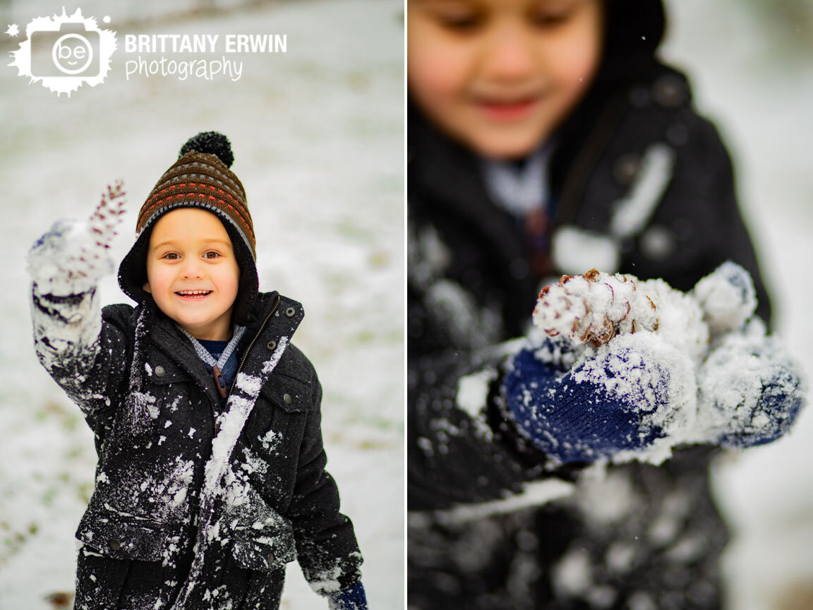 Indianapolis-snow-portrait-photographer-boy-playing-outside-found-pinecone.jpg