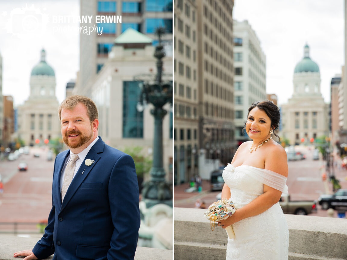 Indianapolis-wedding-photographer-groom-bride-portrait-with-Indianapolis-state-building-on-monument-circle.jpg
