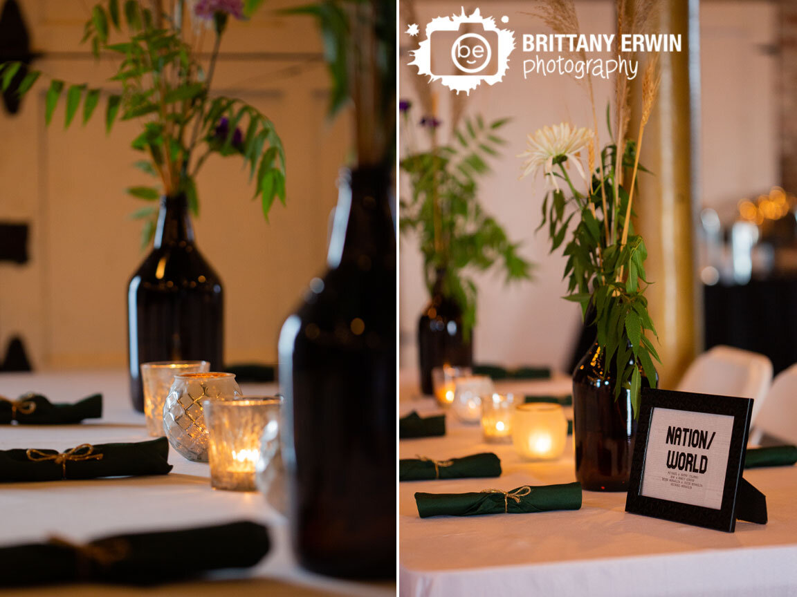Indianapolis-wedding-reception-table-setup-beer-growler-with-flowers-greeniery-reporter-newspaper-theme-table-numbers.jpg