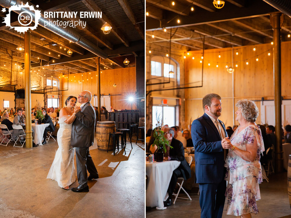 Indiana-city-brewery-wedding-reception-mother-son-father-daughter-dances.jpg