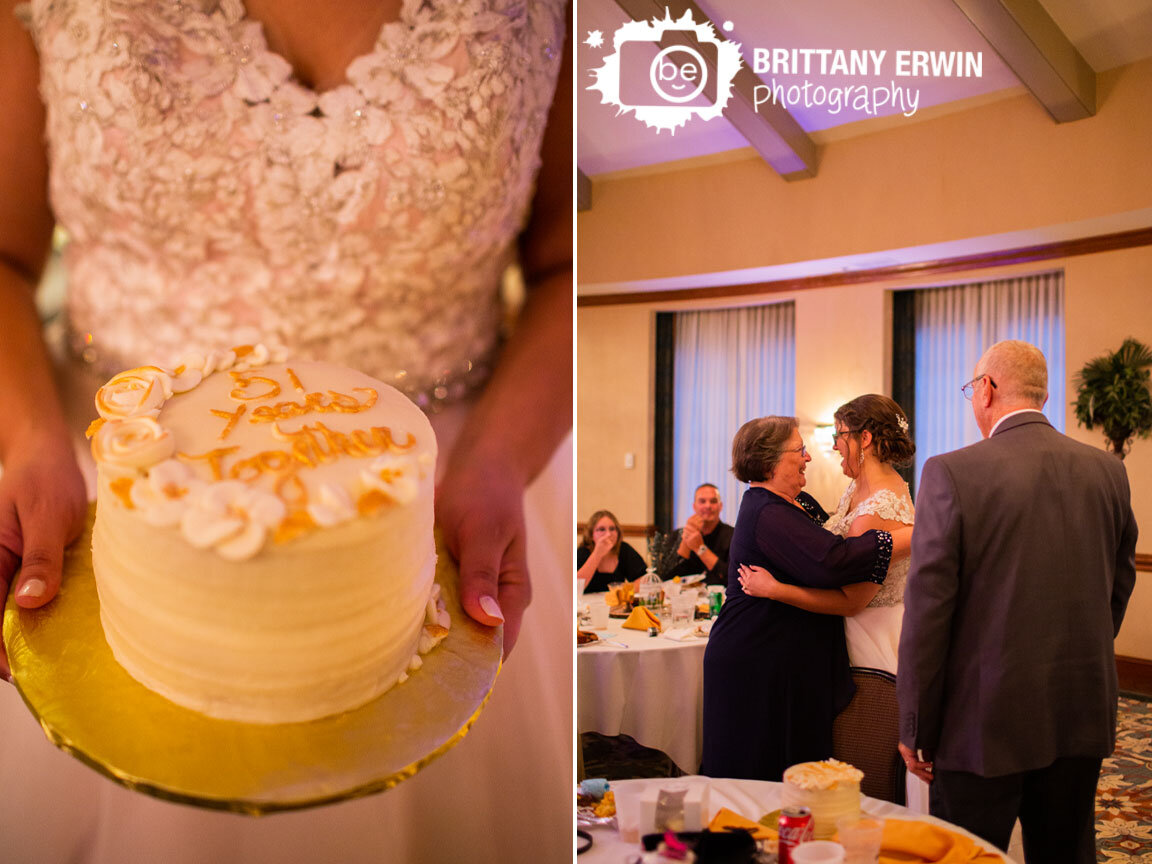 Indianapolis-wedding-photographer-bride-giving-parents-anniversary-cake-mother-reaction.jpg