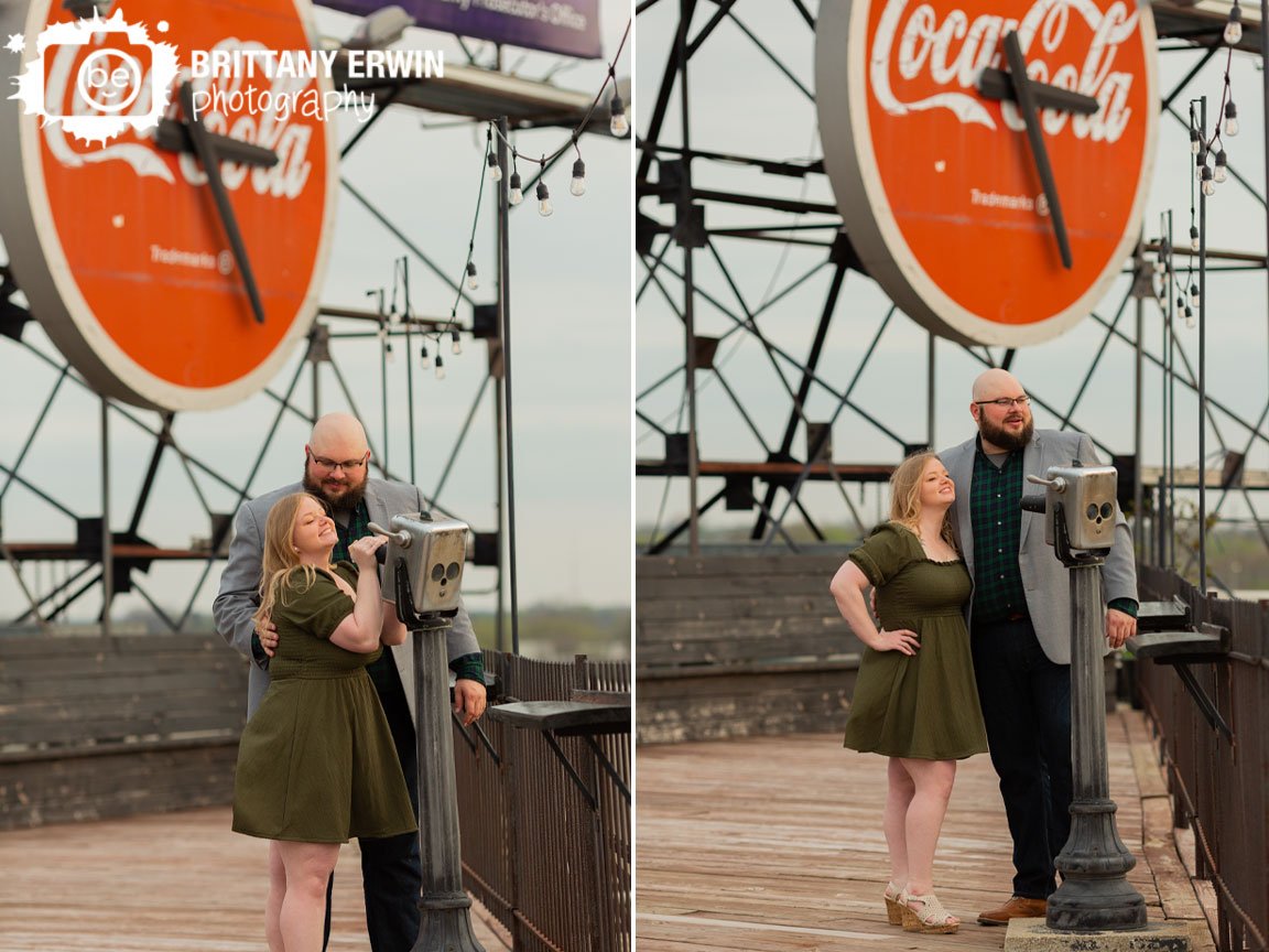 Fountain-Square-rooftop-photographer-engagement-session-couple-with-viewer-and-clock.jpg