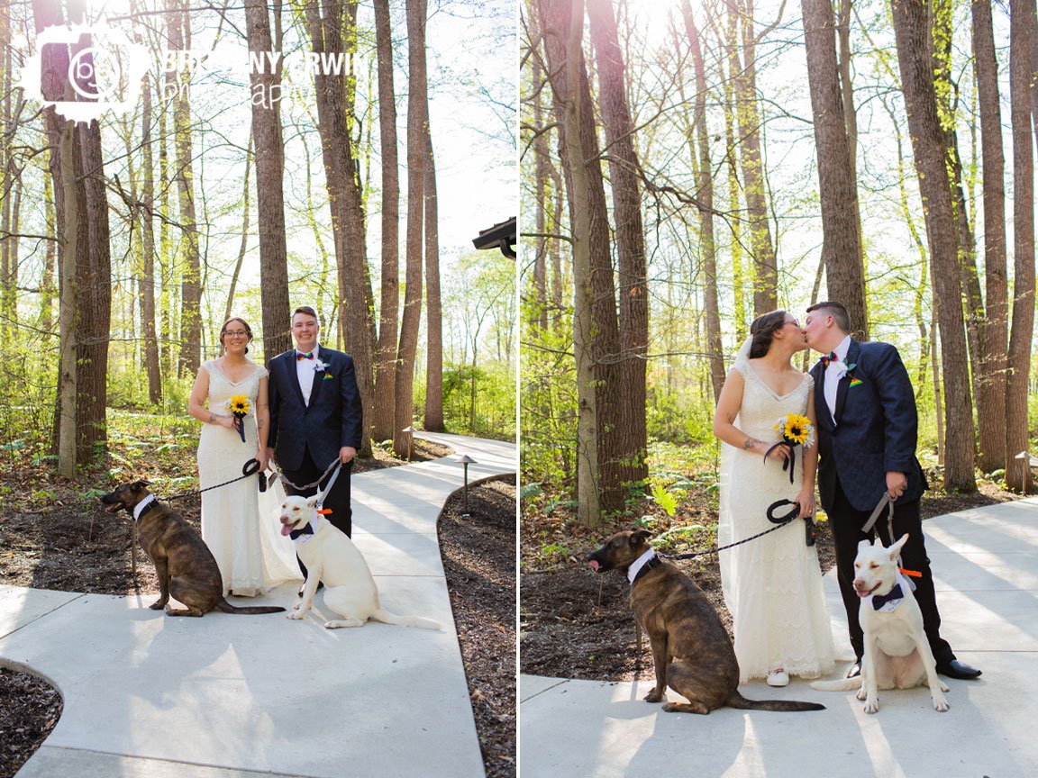 bridal-portrait-couple-with-dogs-kiss-sunset.jpg