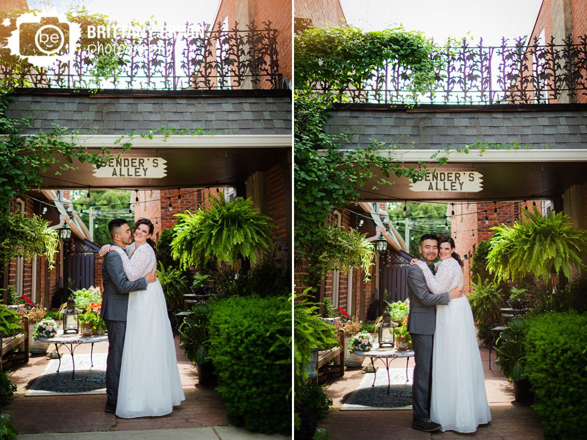 benders-alley-Zionsville-Indiana-elopement-photographer-couple-with-plants-outside-summer.jpg