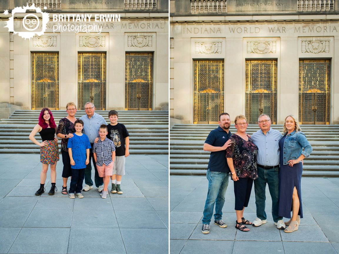 Downtown-Indianapolis-portrait-photographer-family-group-outside-war-memorial-grandparents-with-grandkids.jpg