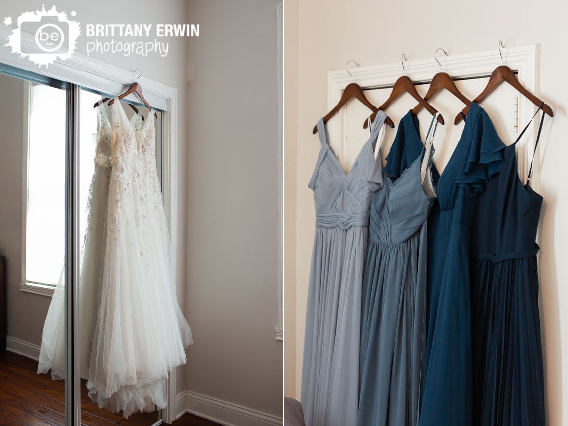 Indianapolis-wedding-photographer-bridesmaids-dresses-together-and-bride-gown-on-mirror.jpg