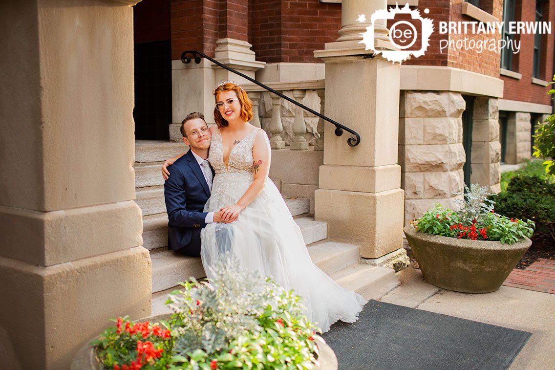 Indianapolis-downtown-wedding-photographer-couple-on-steps-summer-bride-and-groom.jpg