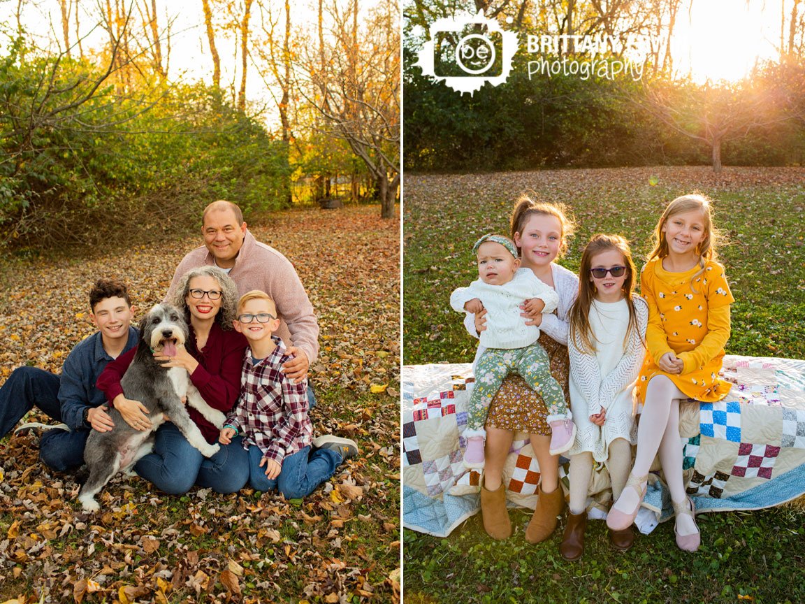 Indianapolis-family-portrait-photographer-pet-dog-with-group-cousin-girls-on-quilt.jpg