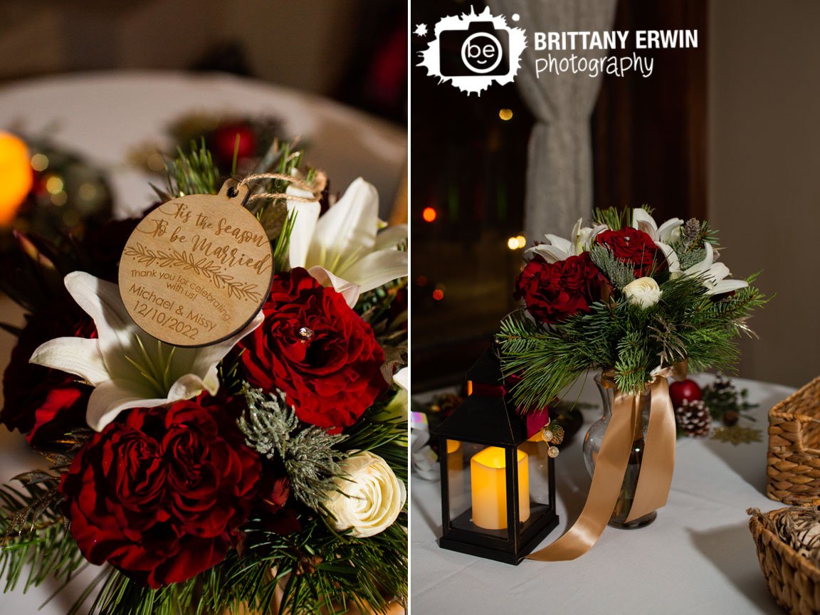 Indianapolis-wedding-photographer-flower-details-with-christmas-ornament-favor-greenery-bouquet.jpg