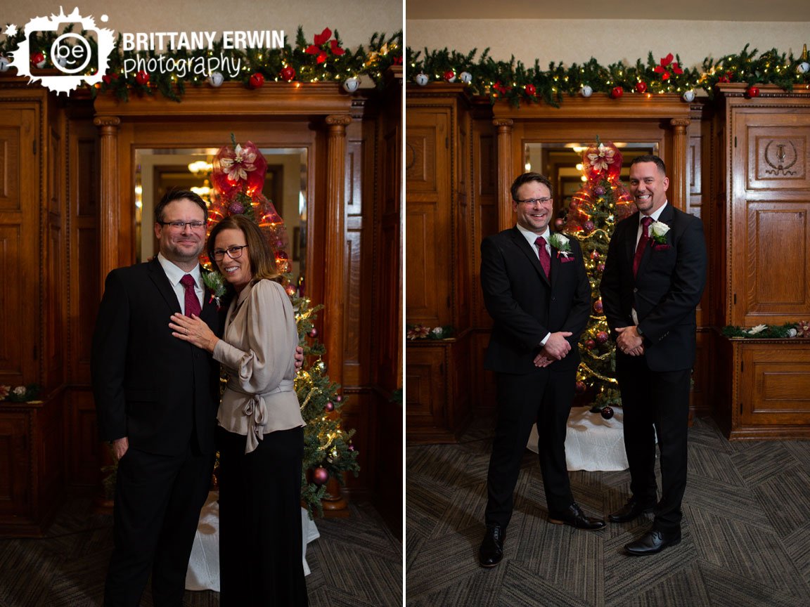 Indianapolis-wedding-photographer-groom-with-mother-and-best-man-christmas-tree-background.jpg