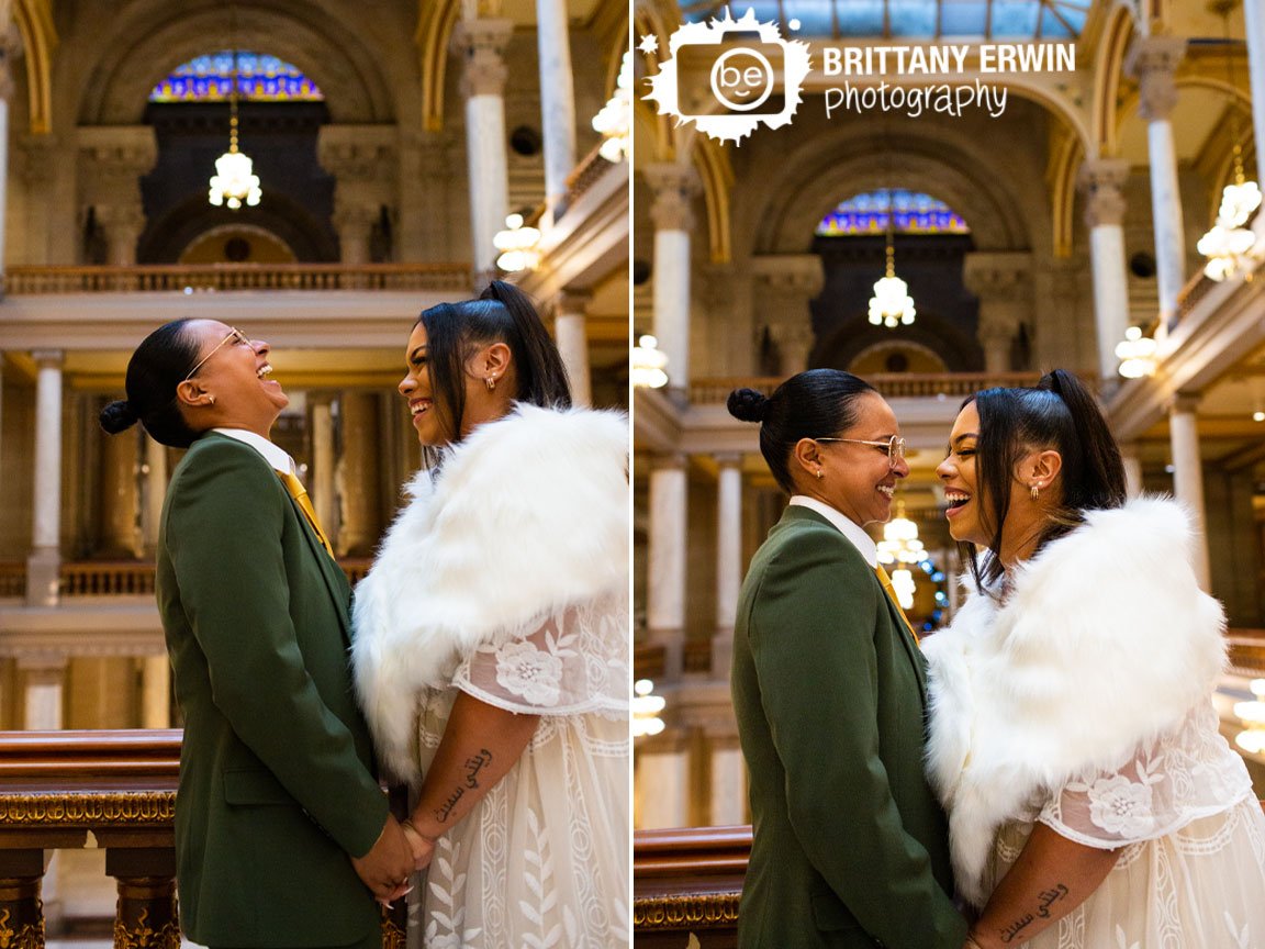 Indianapolis-wedding-photographer-couple-with-stained-glass-ceiling-laughing-together.jpg