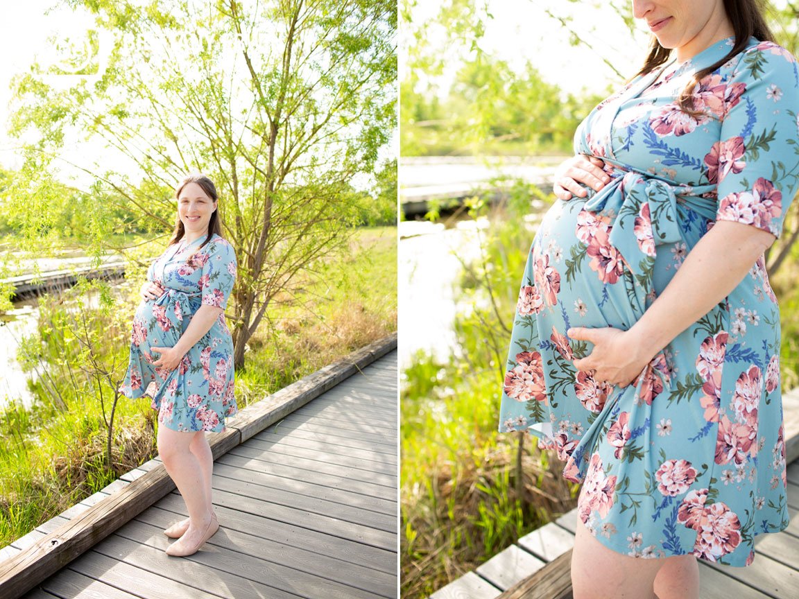 Indianapolis-maternity-portrait-photographer-mother-to-be-in-summer-on-boardwalk-with-flowy-flower-dress.jpg