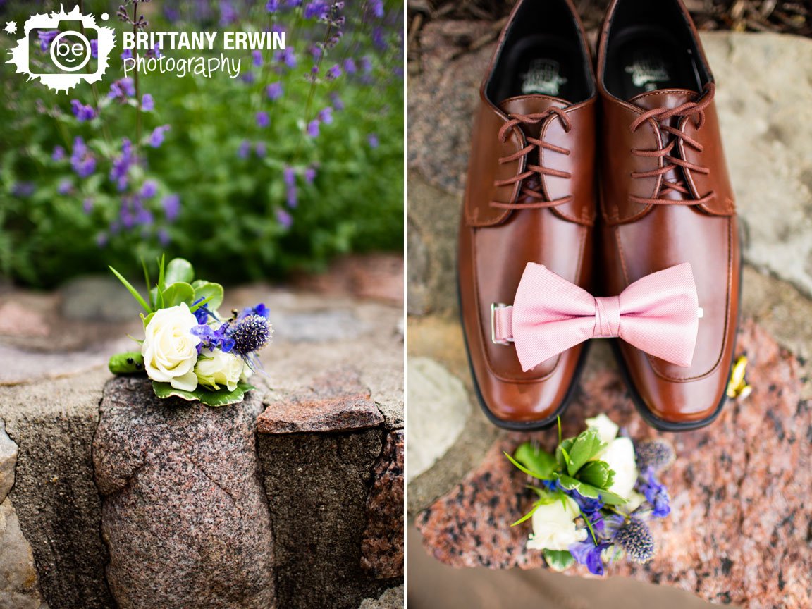 Indianapolis-detail-wedding-photographer-boutonniere-with-purple-flowers-thistle-pink-bowtie.jpg