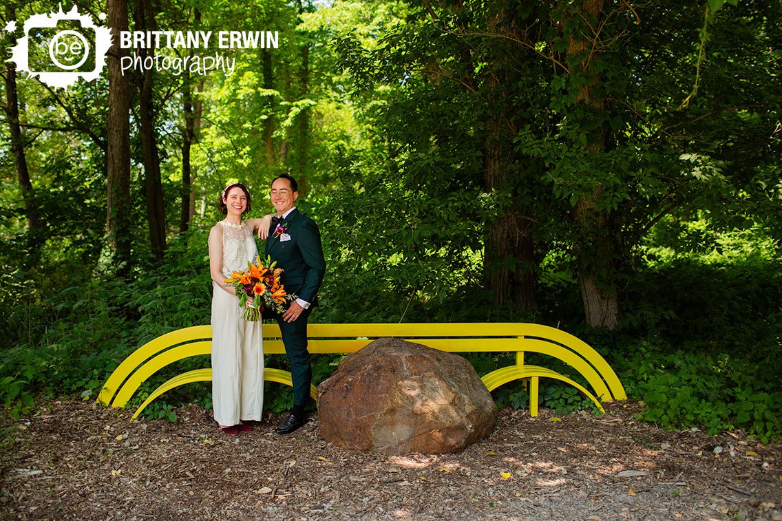 Indianapolis-wedding-photographer-bridal-portrait-couple-with-yellow-bench.jpg