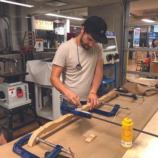 Faculty Pedro Felipe Mesa Lievano is making Latin American Window frames out of wood for the SVA booth at the upcoming Art Fair in Miami.