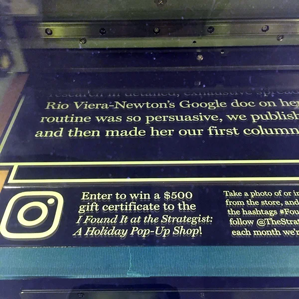 MFA Design faculty Willy Wong is a self-professed "expert in making pop-ups" after spending many hours using the laser cutter and UV printer to create stylish signage for an upcoming event.
