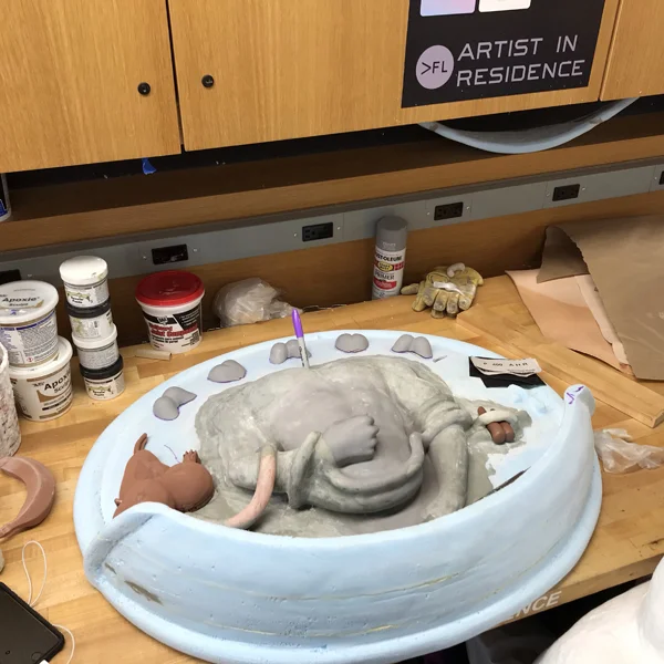 The VFL welcomes our latest artist in residence, Gracelee Lawrence . Coming to us from North Carolina with an MFA in Sculpture + Extended Media from the University of Texas, Gracelee is overflowing with ideas about how to make her digitally fabricated fountains.