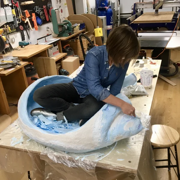She is using PETG for it’s water resistance and is also including 3D printed copper elements. These will then be sanded down to remove the printing striations.