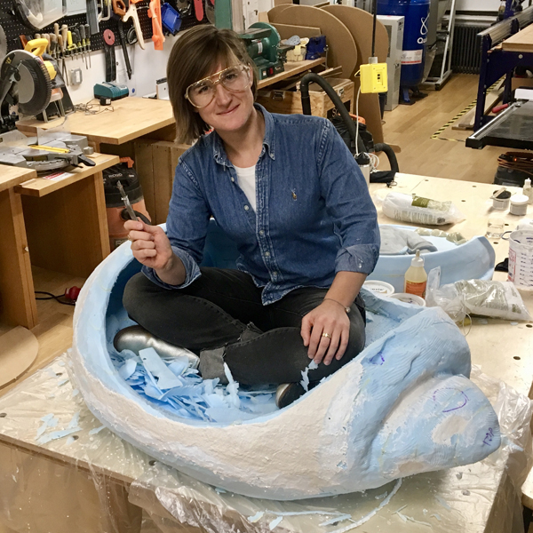 Currently Gracelee is working on a giant lemon as well as a fountain featuring a male torso with copper objects surrounding him.