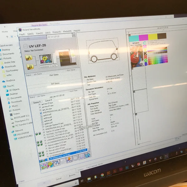 Creative problem solving at the VFL; come in with ideas and walk out with a finished project! MFA Products of Design student Andre Orta came in needing to work out an element of his Mobility Lab presentation. In his presentation, he will talk about the future of autonomous cars. For his interactive presentation he wanted a surface for his audience to draw their ideas on.