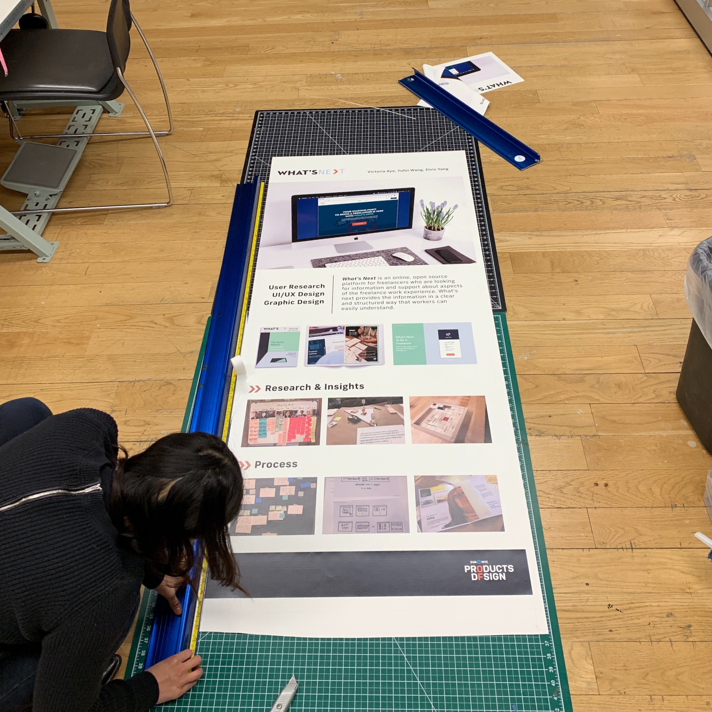 1st year Products of Design students are preparing banners for their annual presentation of work for review. POD students are the most active users of the VFL and many of their projects are realized here.