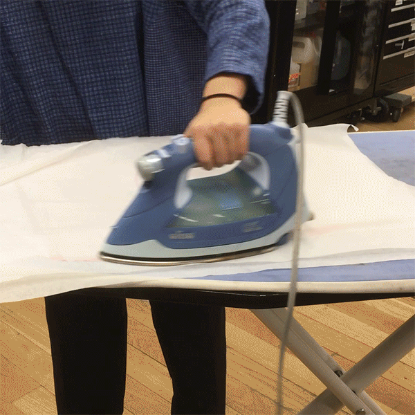 First-year MFA Products of Design student Helen Chen is using the Visible Futures Lab's to iron laminate plastic shopping bags together to create a durable material for reusable shopping bags.