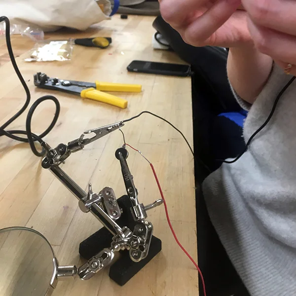 Today's task: soldering button-sized vibrating motors.