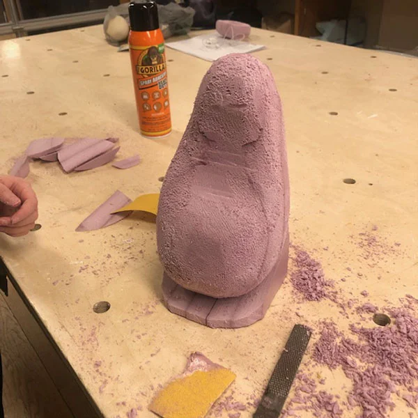 Carly Simmons is a 2nd year Products of Design student that is working on a project for 3D product design as part of her thesis. The prototype she's cradling in her hand is meant to represent a "baby" that will be gifted to an expecting mother's loved ones. 