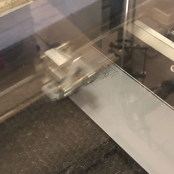 Helen Chen is a first year MFA Products of Design student that came in to the VFL today to use our laser cutter. She's working on a redesign of a ritual mirror from the Han Dynasty that she saw at the Metropolitan Museum of Art.