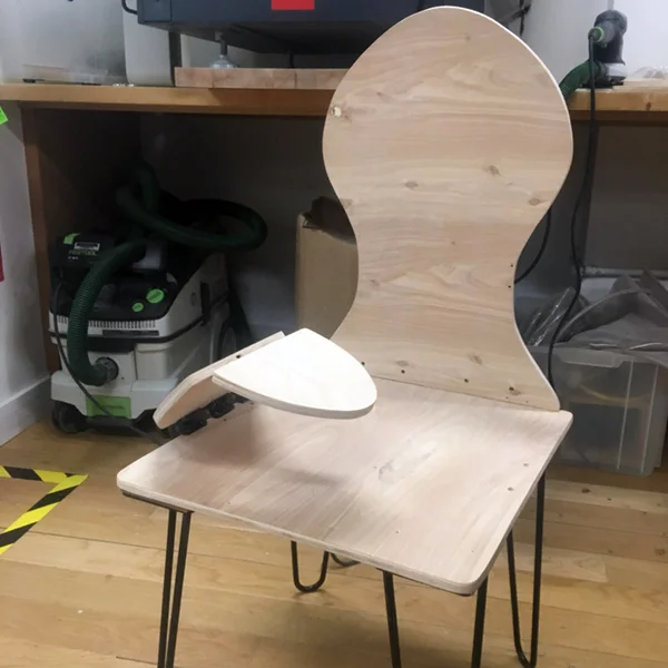 Rhea Bhandari (MFA Products of Design '19) celebrates progress on her chair for menstrual pain.