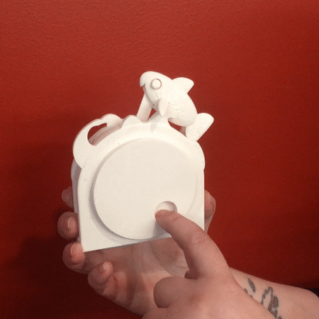 This test was printed on our Stratasys uPrint Plus machine. She is testing it out and will update the piece to allow the water to move.