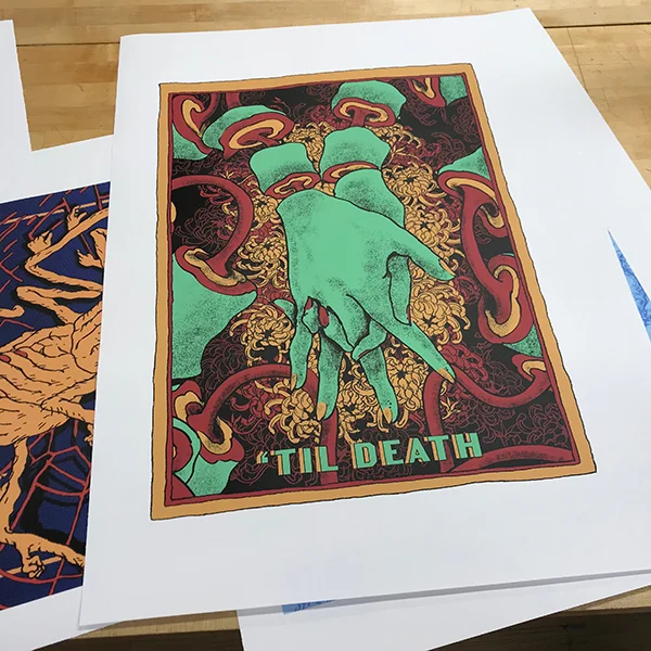 This project has gone through a long technical journey, and after experimenting with screen printing Ben is now experimenting with Vinyl prints.