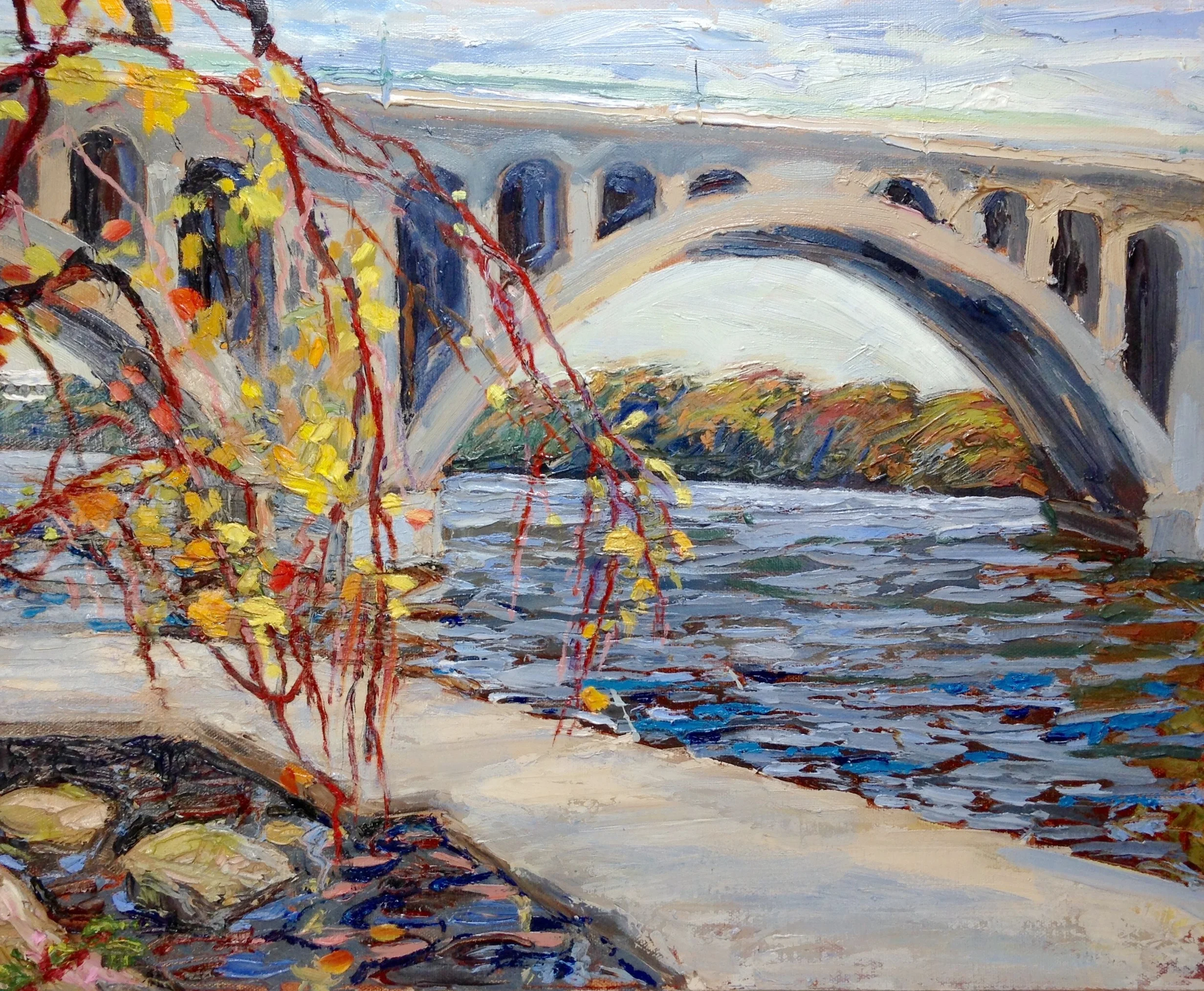 Key Bridge with Red and Gold 