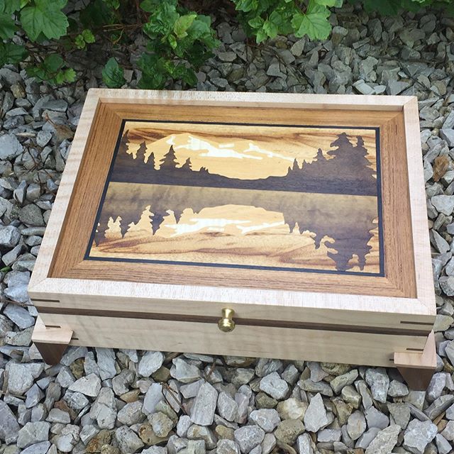 3 images....Titled &ldquo;Evening at Jenny Lake&rdquo;....curly maple and walnut. Marquetry images are both natural and dyed veneers. Brusso (naturally) hardware.
&mdash;&mdash;&mdash;&mdash;&mdash;&mdash;&mdash;-
#marquetry #woodworking #woodwork #w